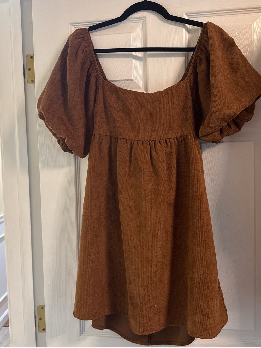 Francesca's Collections Rust Brown Puff-Sleeve Kids Dress